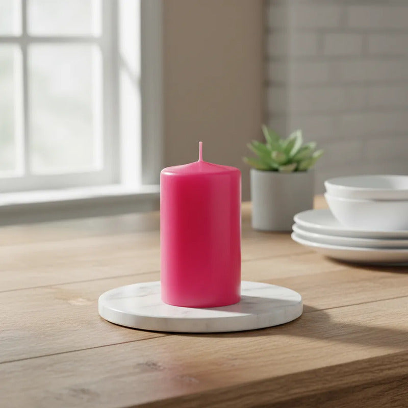 Vela Decorativa Color Rosa| 6x9 | 2pack Rosa Chicle Vela Rosa 6x9